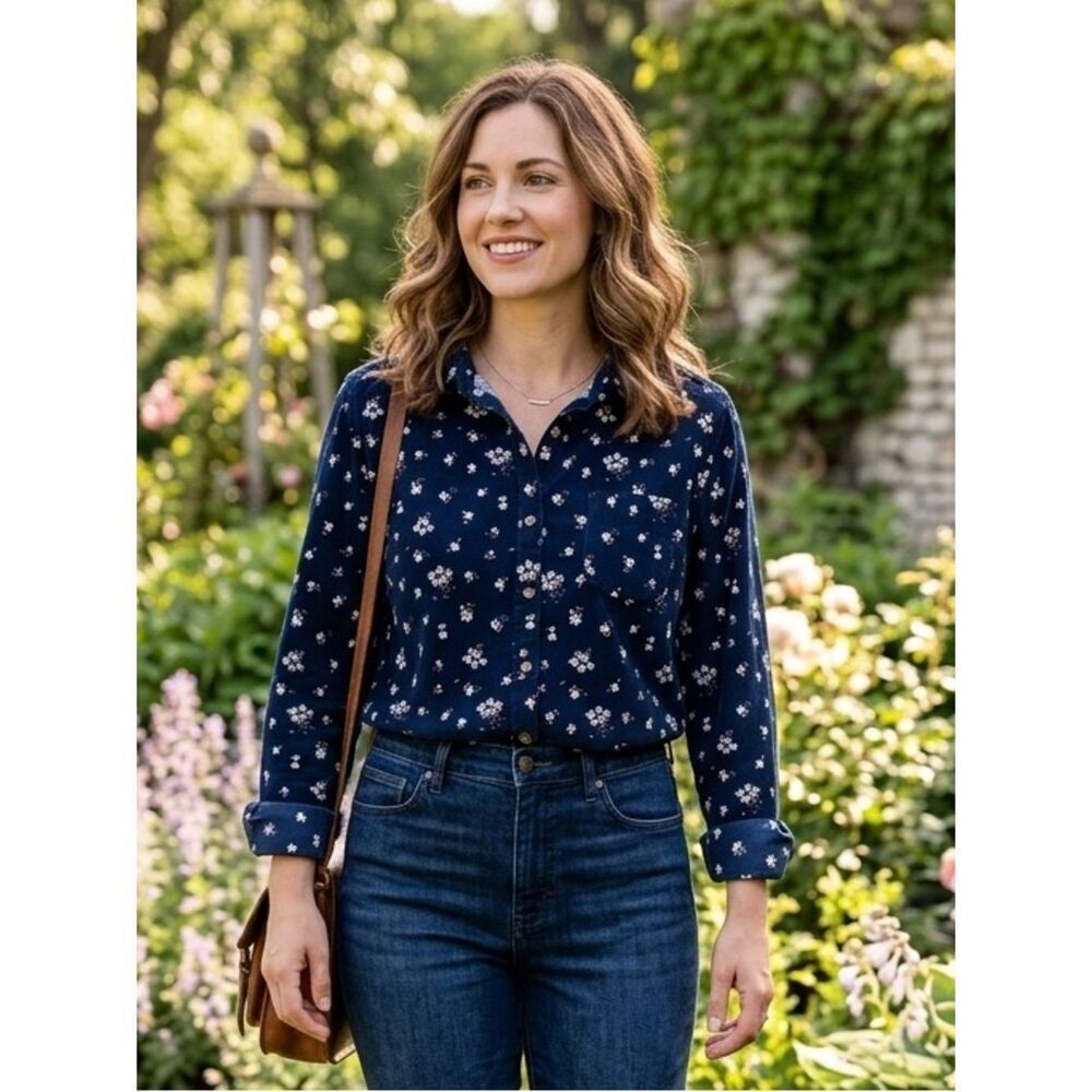 Take 50% OFF- Jachs Girlfriend Navy Floral Button-Up Shirt, Size- XXL